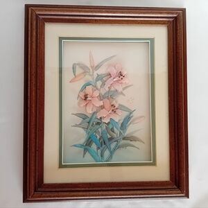 Vintage Floral 3D Art in Wooden Frame